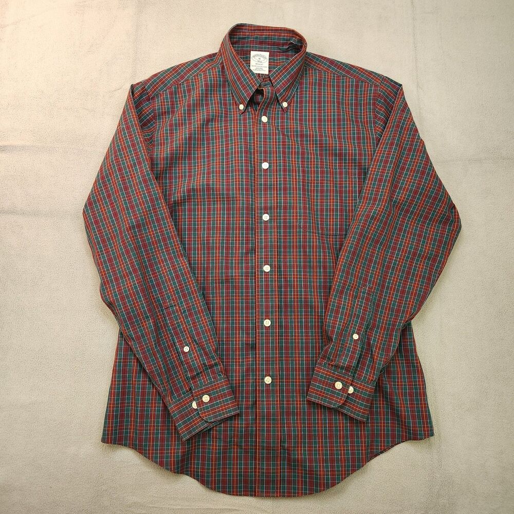 Brooks Brothers Regent Shirt Men M Plaid Button Down Long Sleeve Non Iron Cotton